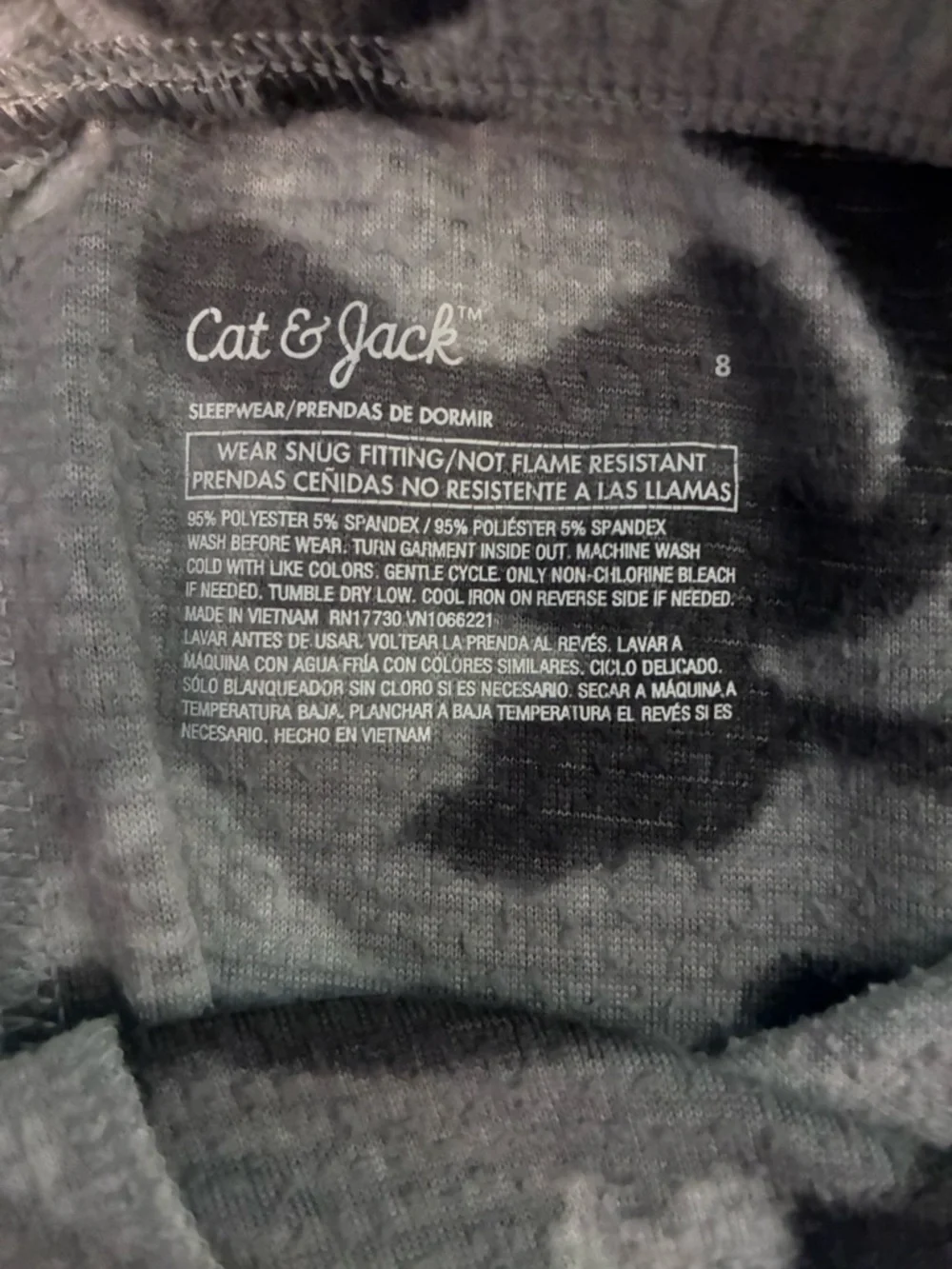 Cat & Jack Black and Gray Camo Thermal Pajama Set